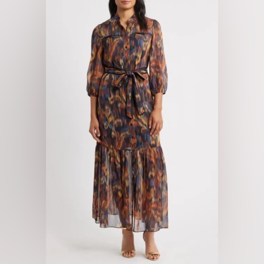 JULIA JORDAN Metallic Abstract Print Maxi Dress 12
